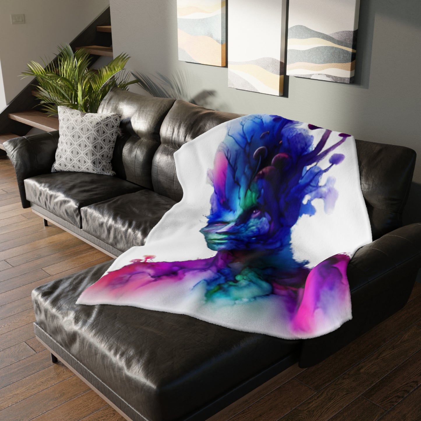 Mycelium Mind Control- Velveteen Microfiber Blanket (Two-sided print) Original and Blue/Pink