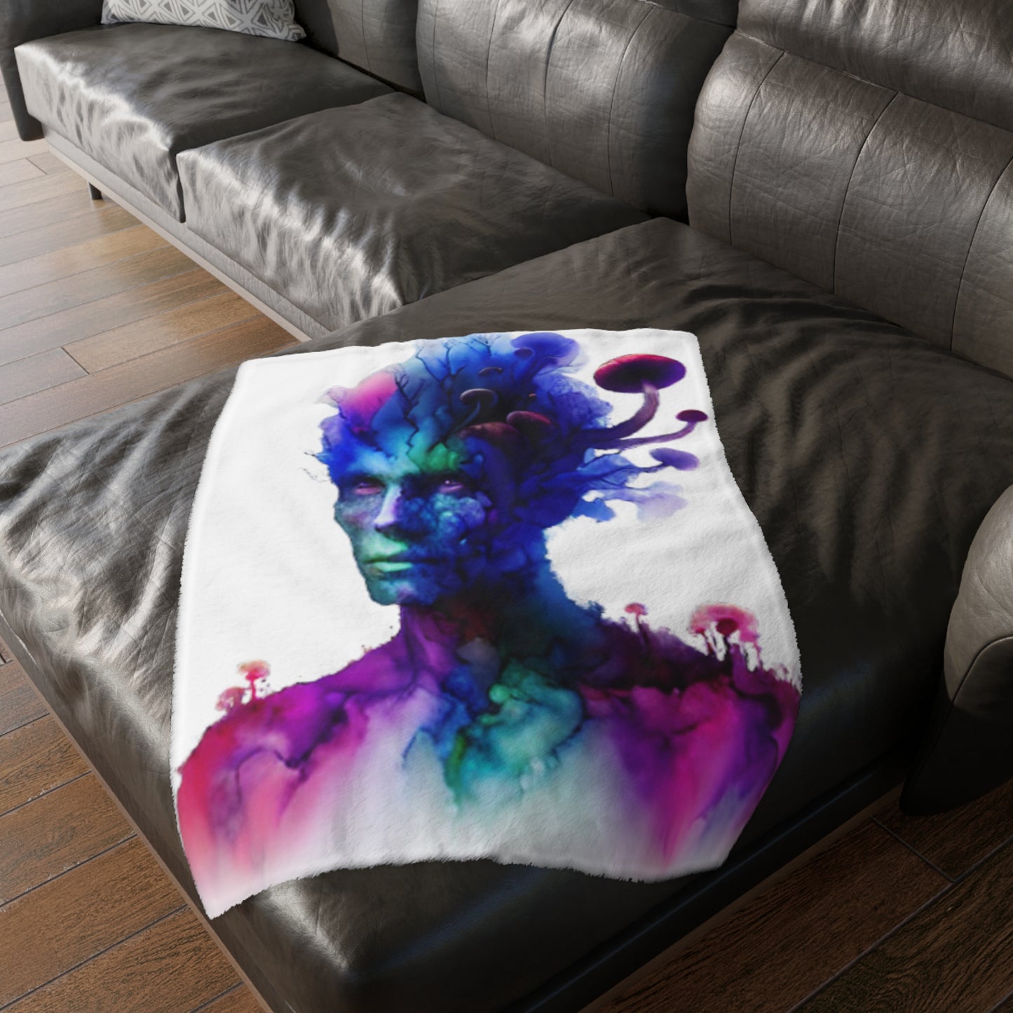 Mycelium Mind Control- Velveteen Microfiber Blanket (Two-sided print) Original and Blue/Pink