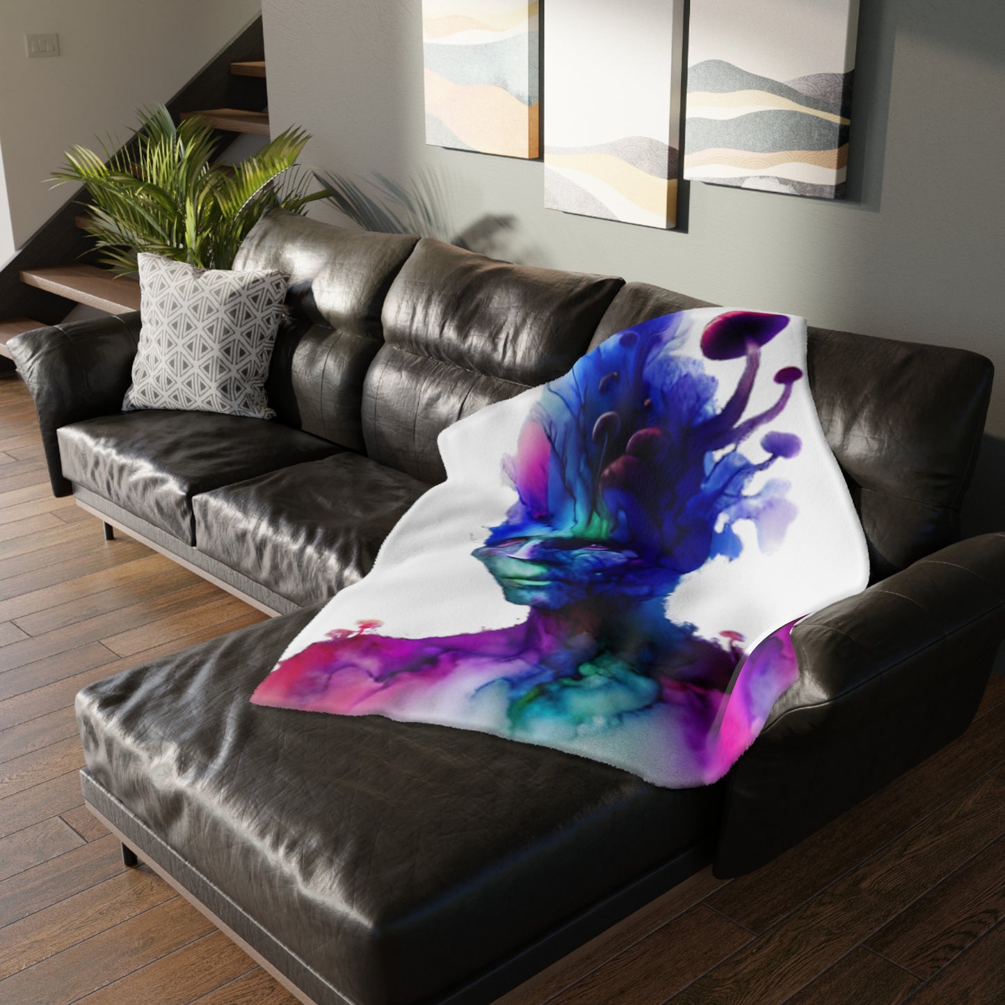 Mycelium Mind Control- Velveteen Microfiber Blanket (Two-sided print) Original and Blue/Pink